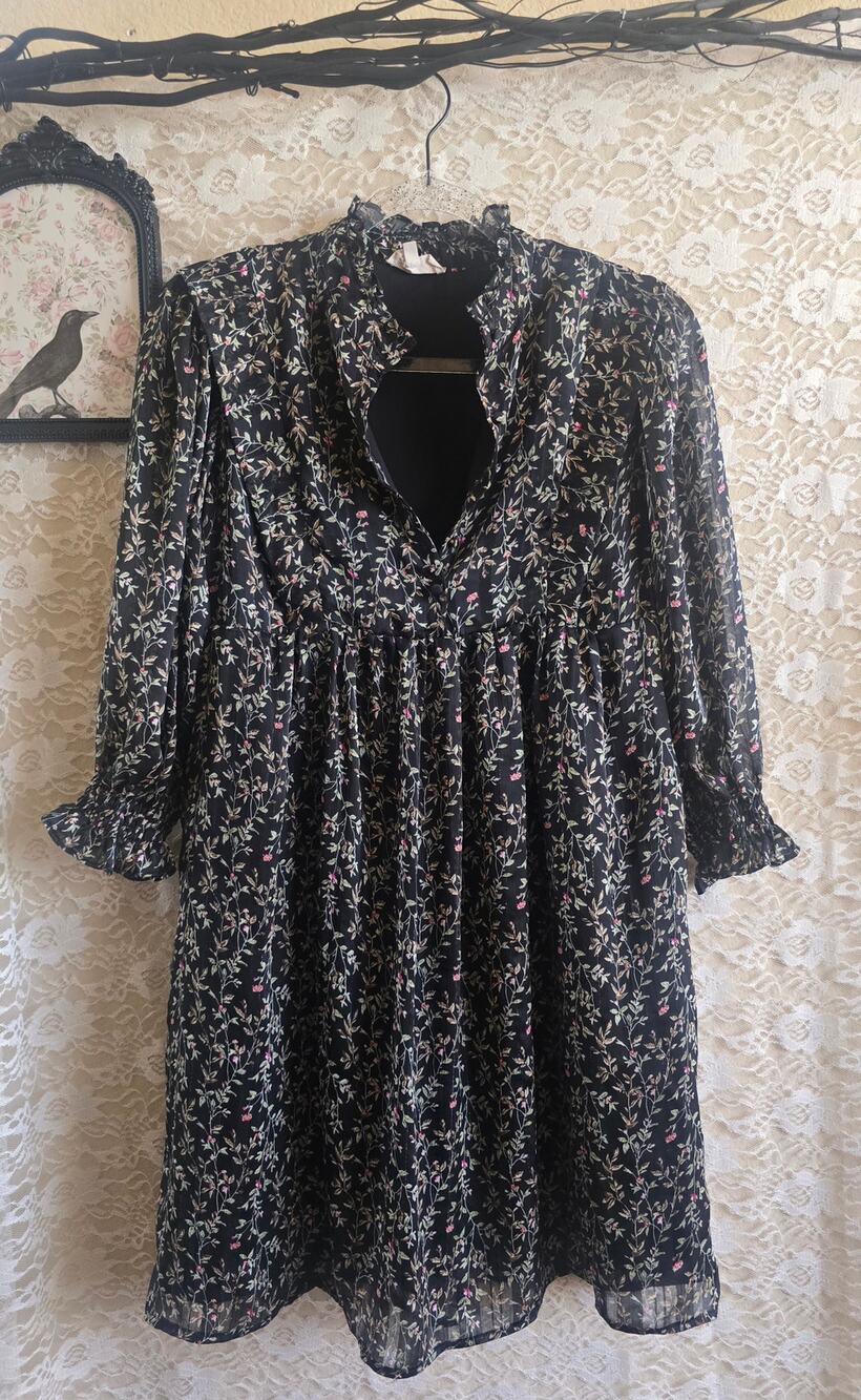 Melloday Floral Print Mini Dress - dark cottagecore - dark academia - whimsigoth